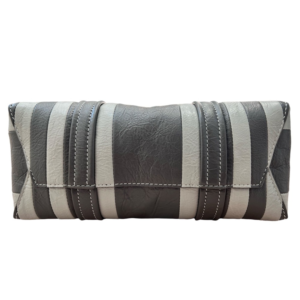 BALENCIAGA Small Barbes East-West Striped Shopper Tote Grey - Picture 2 of 5